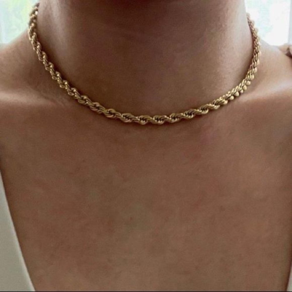 New 18k Gold Twisted Cuban Chain Necklace, nice ChainNecklac, wow ChainNecklac - Picture 5 of 5
